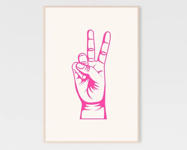 Pink Peace Sign Poster Print, Retro Wall Art