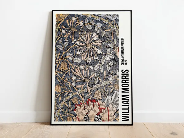 William Morris Exhibition Poster, Art Nouveau Honeysuckle Print