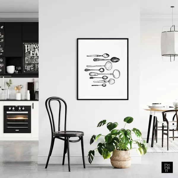 Vintage Spoons Kitchen Wall Art Print
