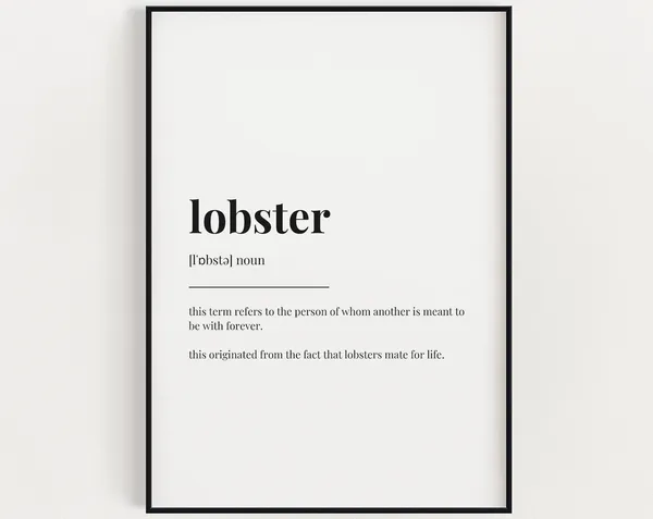 Lobster Definition Quote Print, Wall Art Print