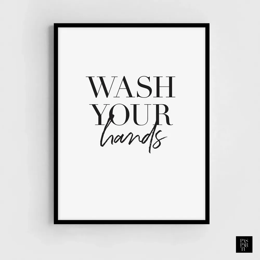 Wash Your Hands Nordic Bathroom Typography Art Print - Image 5
