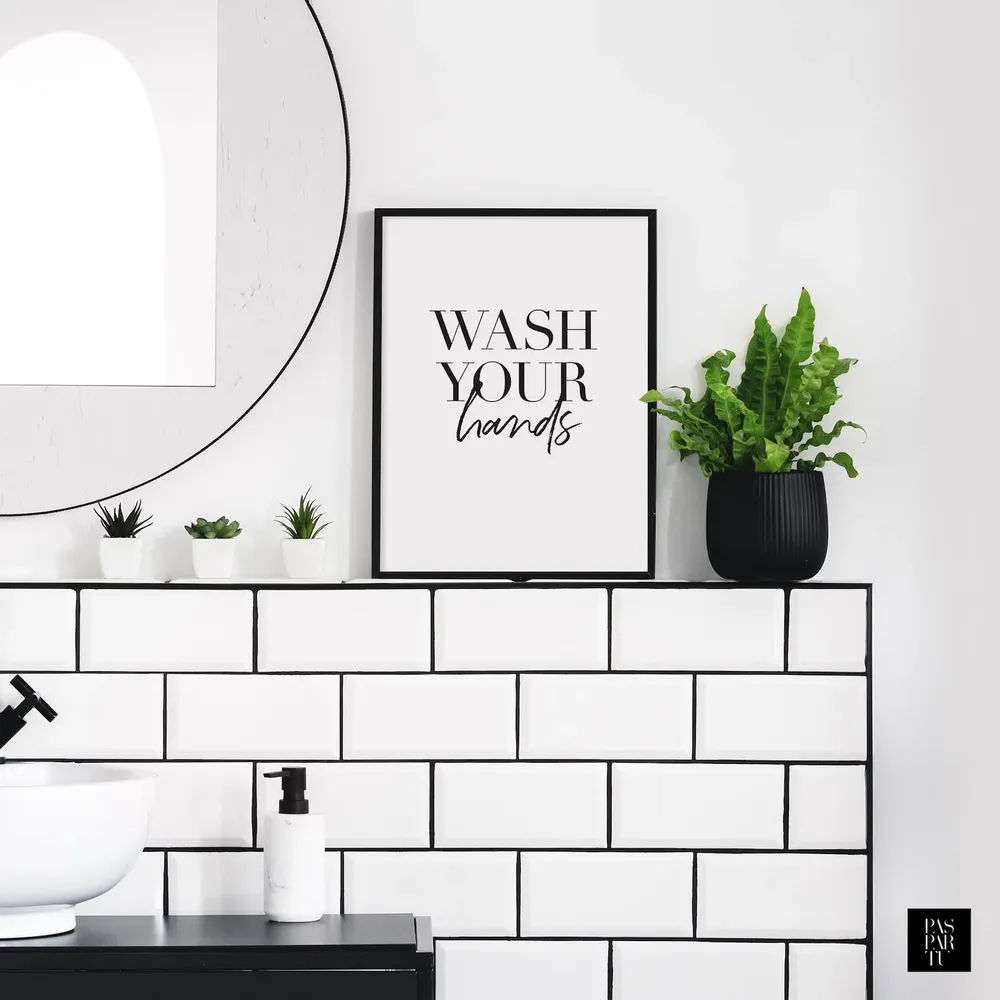 Wash Your Hands Nordic Bathroom Typography Art Print - Image 4