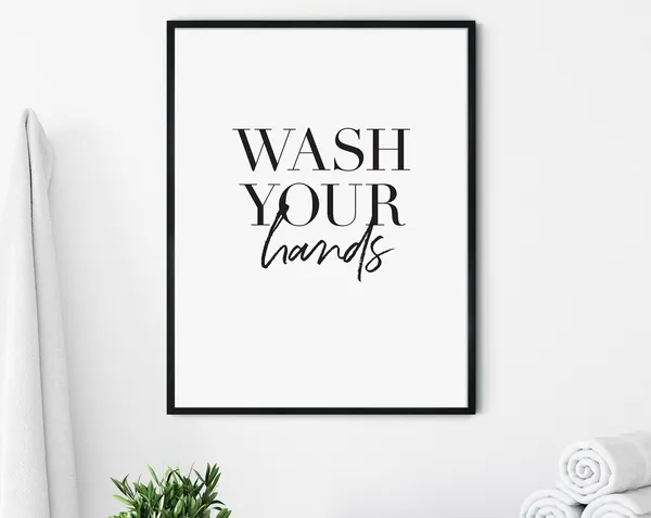Wash Your Hands Nordic Bathroom Typography Art Print
