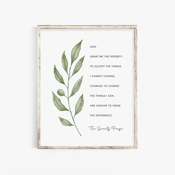 Serenity Prayer Botanical Scripture Wall Art Print
