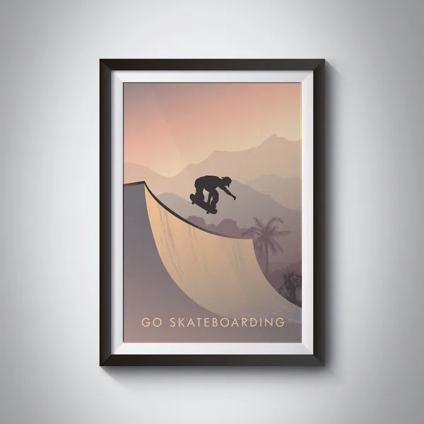 Go Skateboarding Retro Travel Poster, Extreme Sport