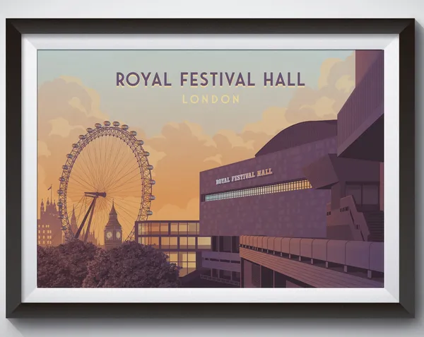 Royal Festival Hall London South Bank Travel Poster
