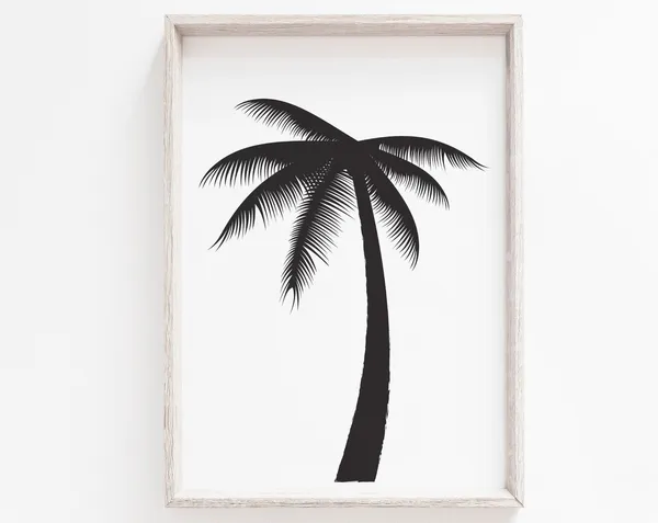Palm Tree Print, Black And White Minimalist Art