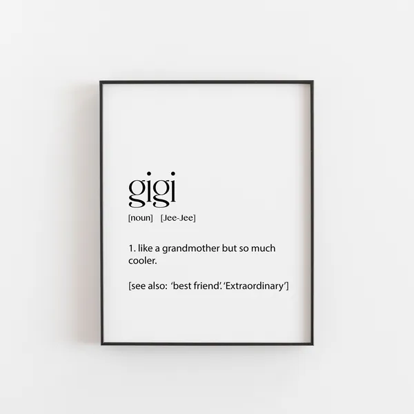Gigi Definition Wall Art, Grandmother Birthday Gift