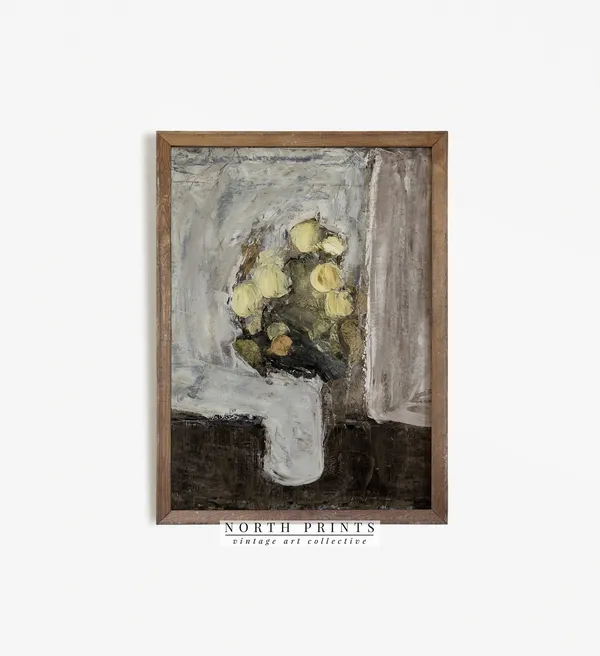 Vintage Moody Botanical Abstract Art Print