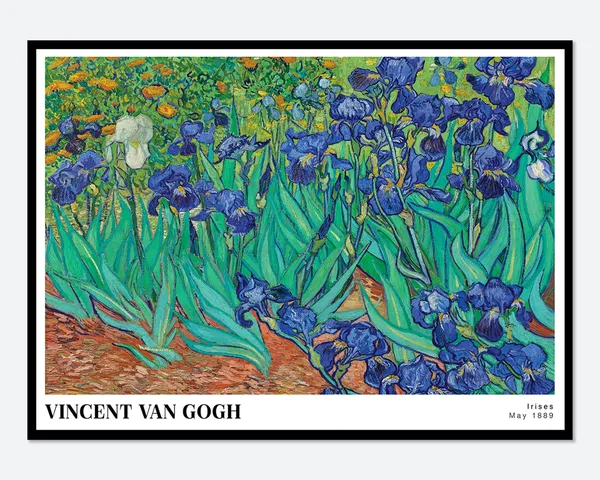 Van Gogh Irises 1889 Art Print, Floral Masterwork