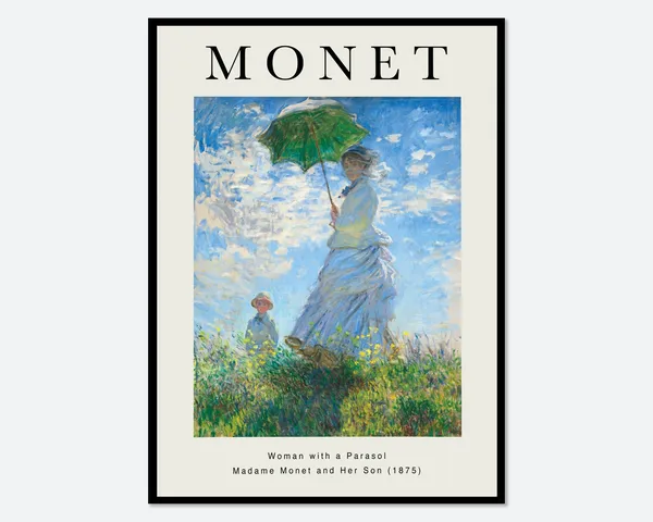 Monet Woman With A Parasol Vintage Art Print
