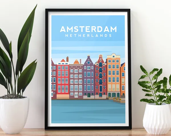 Amsterdam Travel Poster, The Netherlands City View