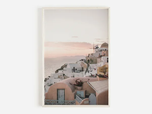 Sunset In Santorini Greece Travel Poster