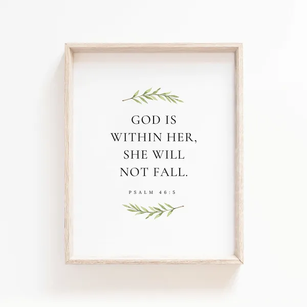 Psalm 46:5 Bible Verse Botanical Scripture Print