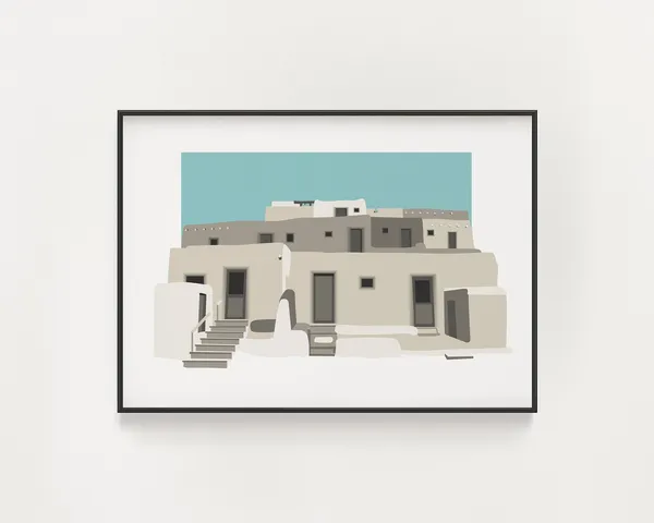 Taos Pueblo Adobe Architecture, New Mexico Travel Poster