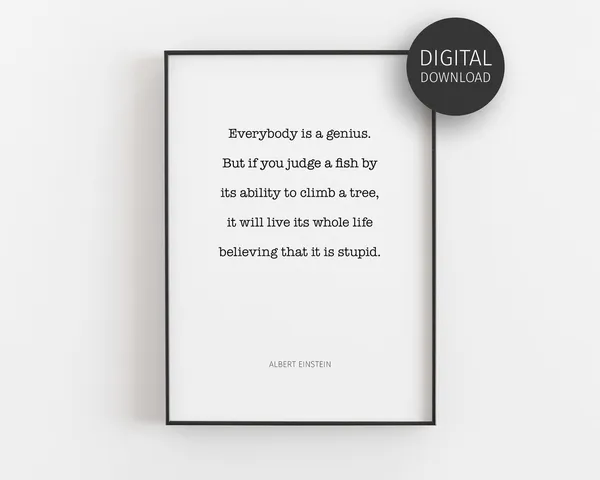 Einstein Quote Poster, Minimalist Classroom Decor