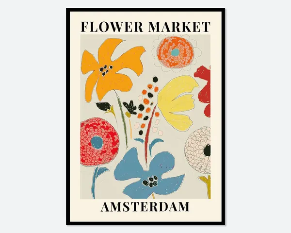 Flower Market Amsterdam Botanical Art Print