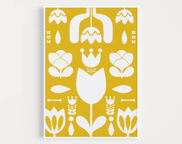 Yellow Flower Minimalist Scandinavian Art Print