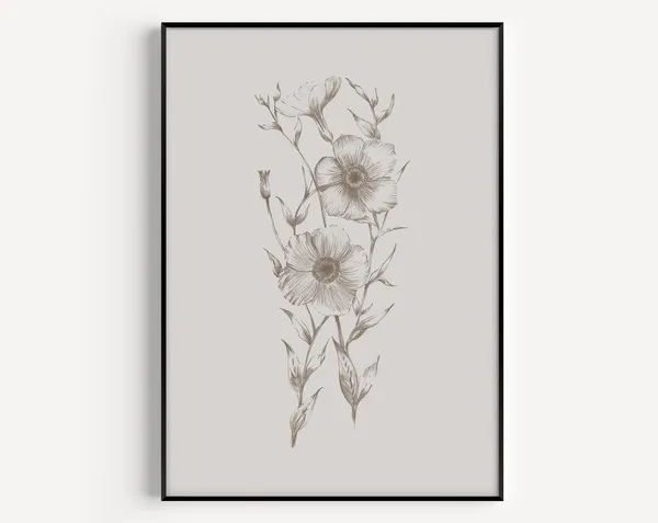 Botanical Flower, Minimalist Art Print