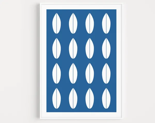 Blue Scandinavian Minimalist Leaf Art Print