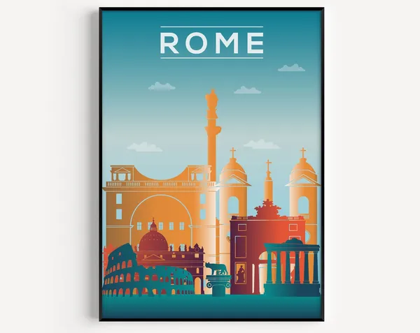 Rome Travel Poster, Italy Art Print