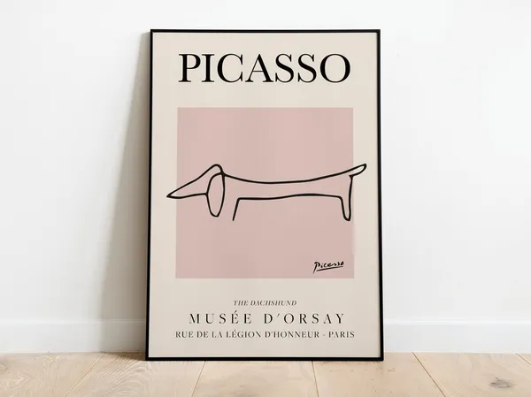 Picasso Dog Vintage Line Art Poster