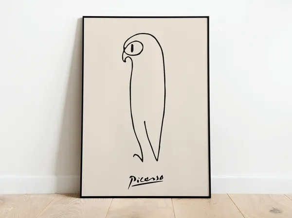Picasso Owl Vintage Line Art Poster Print