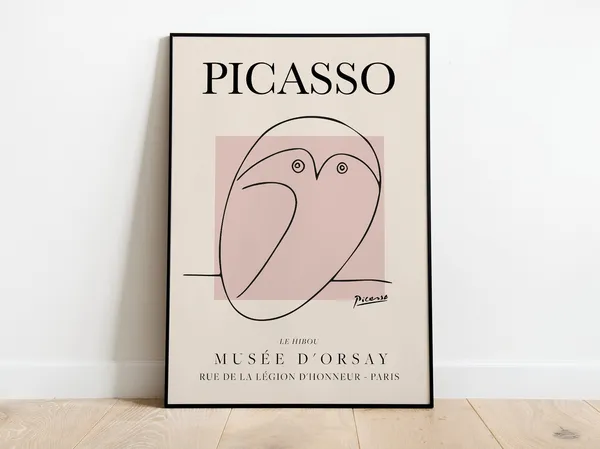Picasso The Owl Exhibition Vintage Line Art Poster