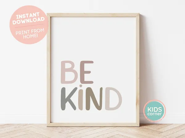 Be Kind Quote Typography Art Print, Home Decor
