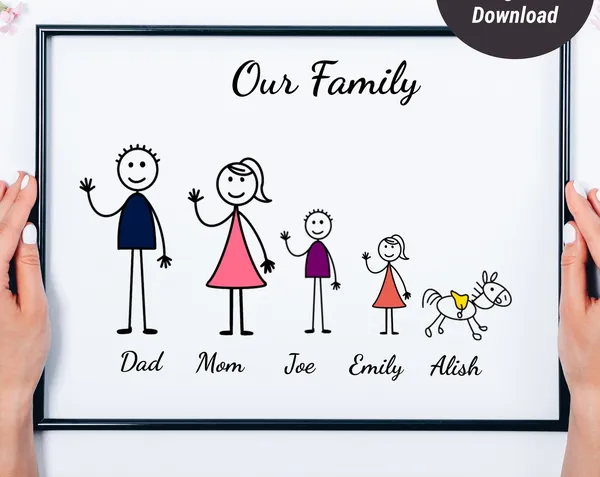 Personalised Stick Family Art Print, New Home Gift