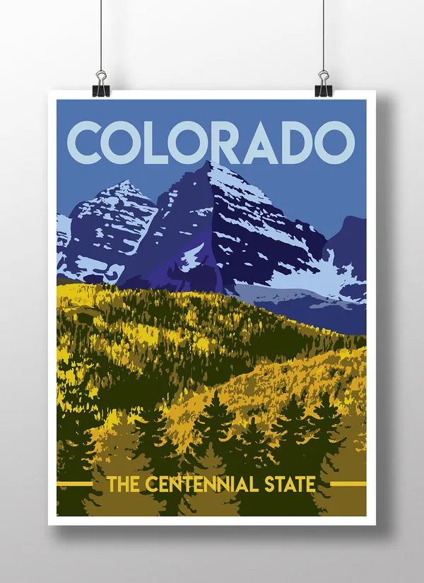 Colorado Travel Poster, Mountain State Art Print