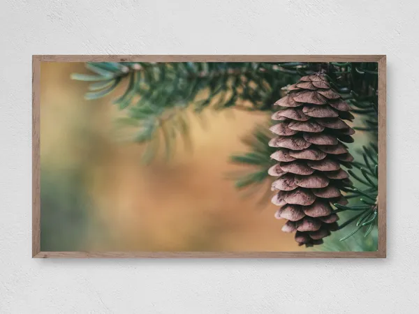 Pinecone Branch Christmas TV Art, Winter Decor