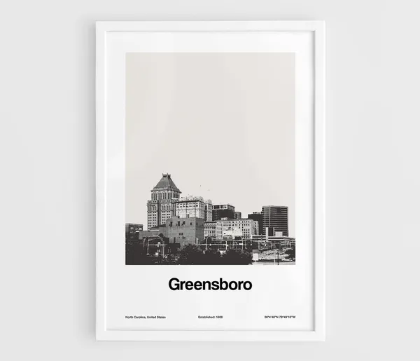 Greensboro NC Skyline, North Carolina Art Print