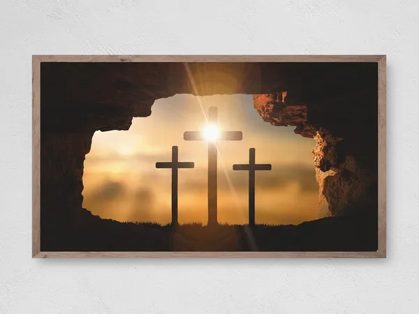 Easter Cross, Spring Art Print