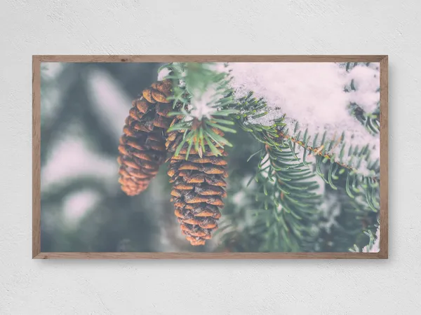 Pinecone Branch Winter Christmas Art Print