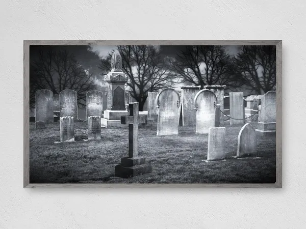 Spooky Cemetery Halloween Art Print, Seasonal Decor