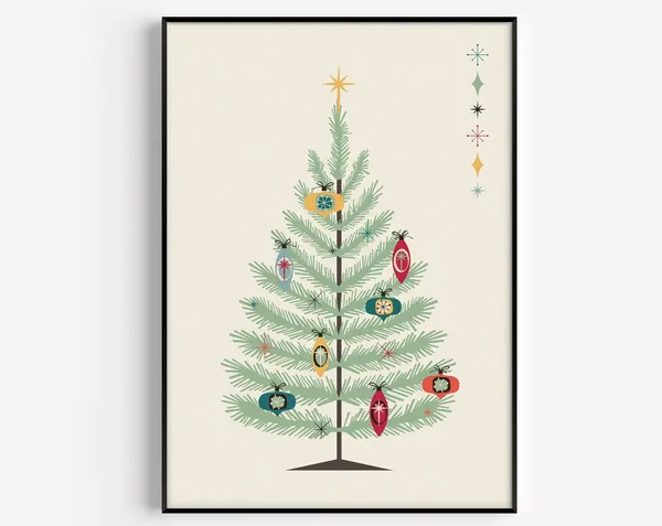 Mid-Century Modern Christmas Art Print