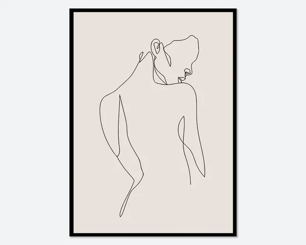 One Line Girl Figure Art Print, Pastel Minimalist