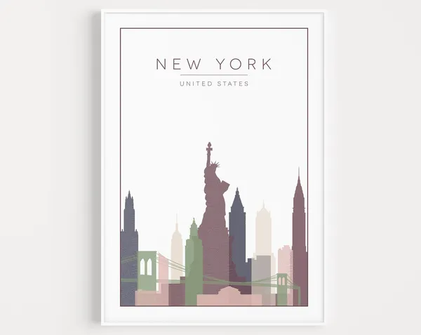 New York Minimalist Travel Poster Print