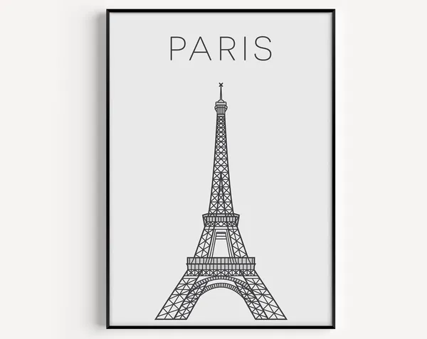 Paris Minimalist Black and White Travel Poster