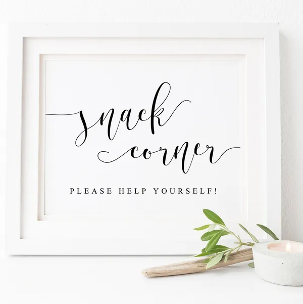 Snack Corner Sign, Wedding Food Table Art Print