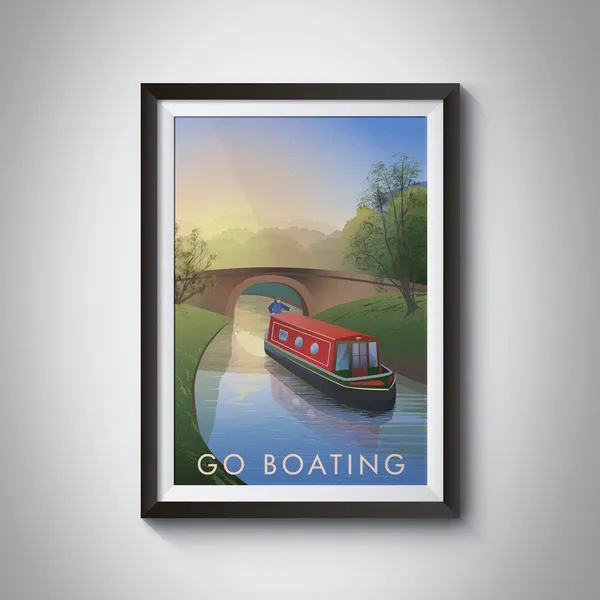 Narrowboat Uk Canals Vintage Travel Poster