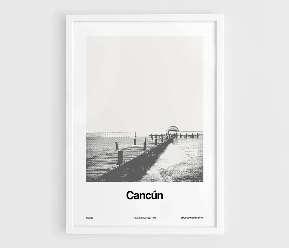 Cancun Pier Minimalist Travel Poster, Mexico