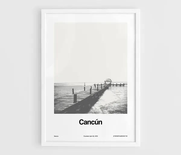 Cancun Pier Minimalist Travel Poster, Mexico