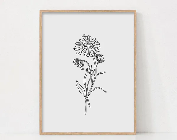 Daisy Line Art Floral Minimalist Poster