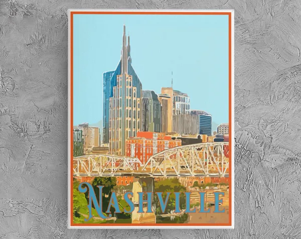 Nashville Vintage Serigraph Style Travel Poster