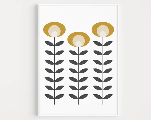 Scandinavian Mid Century Modern Folk Art Print
