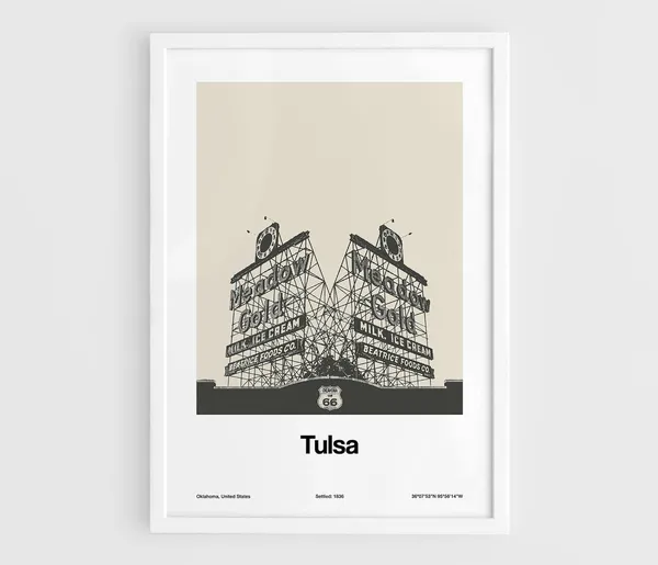 Tulsa Route 66 Meadow Gold Sign Travel Poster