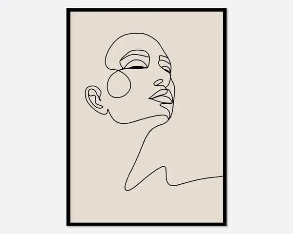 Modern Girl Silhouette Line Art Print, Boho Minimalist