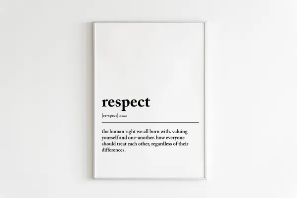 Respect Definition Quote Poster, Typography Wall Print